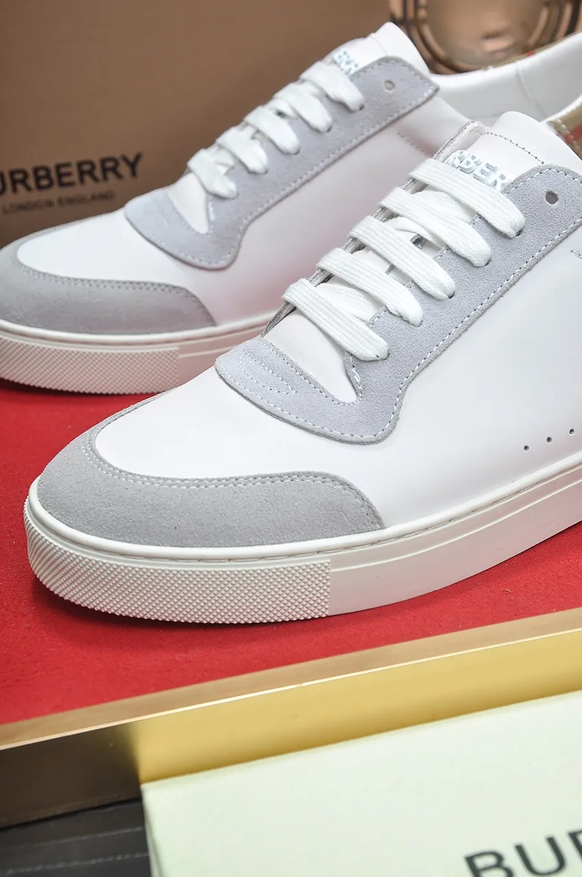 Men's shoes💰480💶[Burberry] (cowhide lining) classic low-top sneakers｜Imported cowhide with classic plaid fabric｜Cow leather lining｜Original outsole｜Fine workmanship and comfortable to wear Size: 38-44 (customized at 45)